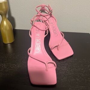 Calvin Klein Pink Square Toe Strappy Heels